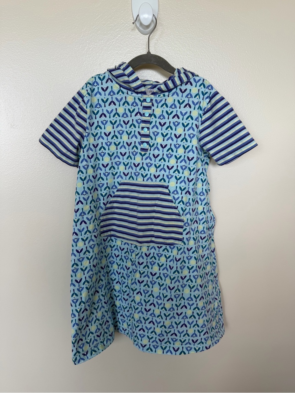 HANNA ANDERSSON Hooded Stripe Floral Print Cover-Up